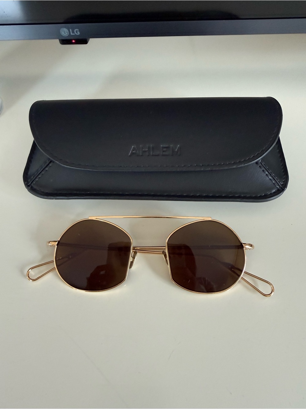 Ahlem Gold Frame Brown Lens Sunglasses